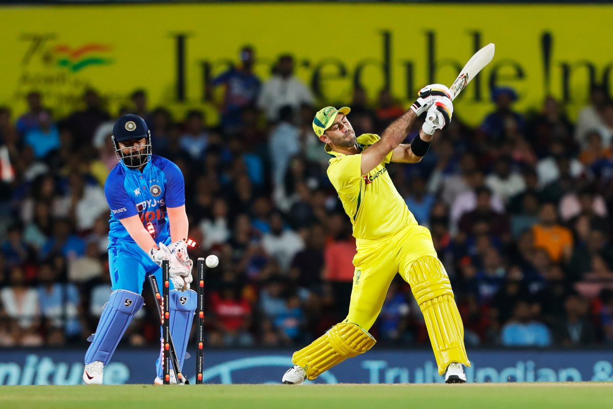 Glenn Maxwell is bowled all over the place for a golden duck by Axar Patel. (Twitter photo/BCCI)