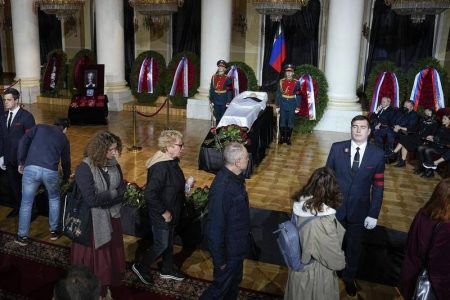 Russians have paid their respects to former Soviet leader Mikhail Gorbachev in Moscow. (AP PHOTO)