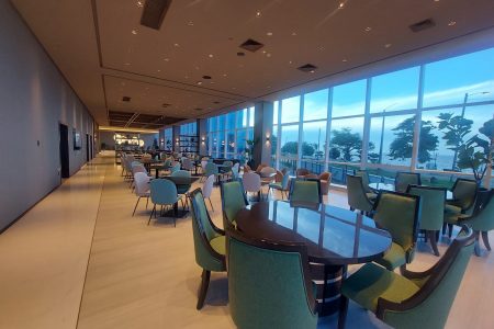 A section of the restaurant that overlooks the Atlantic Ocean