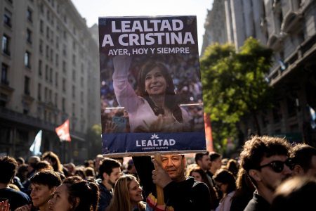 Supporters of Argentine Vice President Cristina Fernandez gather in the Plaza de Mayo the day after a person pointed a gun at her outside her home in Buenos Aires, Argentina, Friday. - AP pic