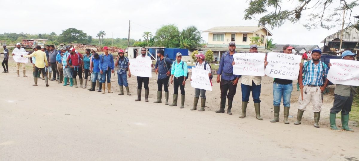 Workers from the Blairmont Estate during the picketing exercise (GAWU photo)