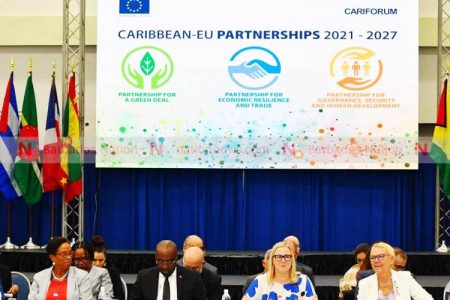 The European Union-CARIFORUM Ministerial Meeting got underway at the Lloyd Erskine Sandiford Centre. (Picture by Shanice King)