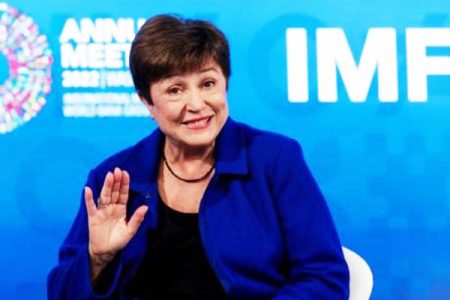 International Monetary Fund Managing Director Kristalina Georgieva speaks during the 2022 annual meeting of the IMF and the World Bank Group in Washington, Wednesday, October 12, 2022. The managing director of the International Monetary Fund urged global policymakers, Thursday, October 13, to stop inflation from becoming “a runaway train″ at a time of extraordinary economic turmoil. (AP Photo/Andrew Harnik, File