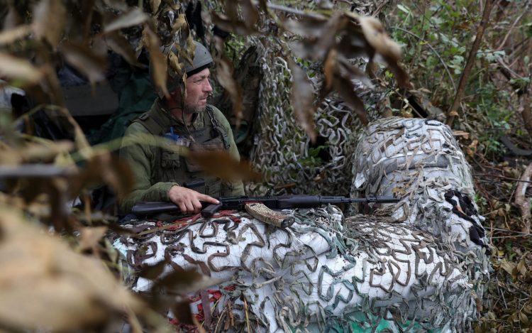 A Ukrainian soldier on the front line against Russian troops in the Donetsk region CREDIT: Anatolii Stepanov/AFP