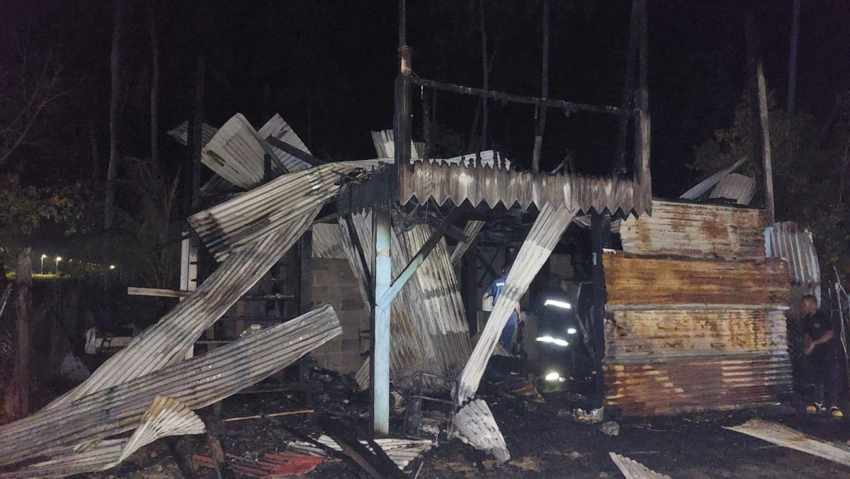 What remains of boodnarine Dhanraj’s house after the fire