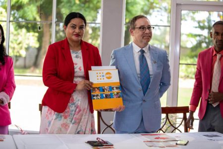 Minister of Human Services and Social Security, Dr Vindhya Persaud (left) and Canadian High Commissioner to Guyana, Mark Berman during the official launch of the EQUAL SRHR project yesterday. (DPI photo) 