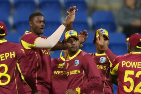 Flashback- West Indies celebrating a wicket during their previous match against Zimbabwe in ICC T20 Qualifiers
