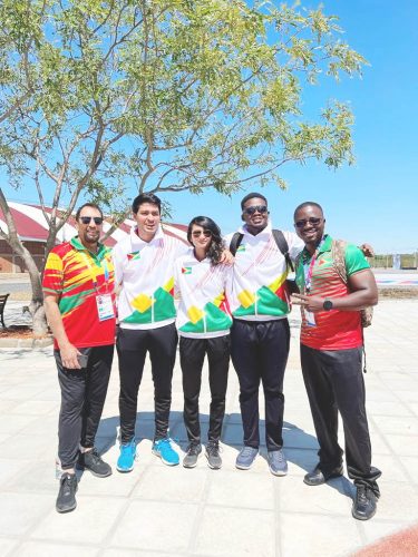 Badminton players, Narayan Ramdhani, Priyanna Ramdhani and Akili Haynes en route to Asuncion, Paraguay. The three athletes, who will swing into action today, are part of the 22-member contingent that will take part in the X11 edition of the South American Games which kicks
off today with Paraguay playing host until October 15.