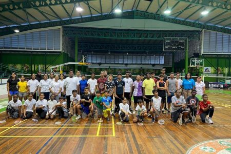 Some of the participants at the  Guyana Badminton Association’s national junior championships which got underway Thursday.