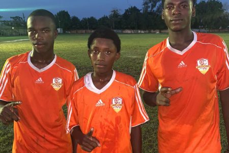 Capital FC scorers Kellon Hintzen, Nicheem Fraser and Kevland Samuels
