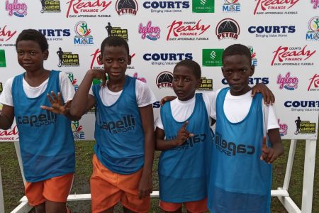 Enterprise scorers Jashan Haynes (1st from left), Nashon Wharton, Isandro Vincent and Dontay Kowlessar