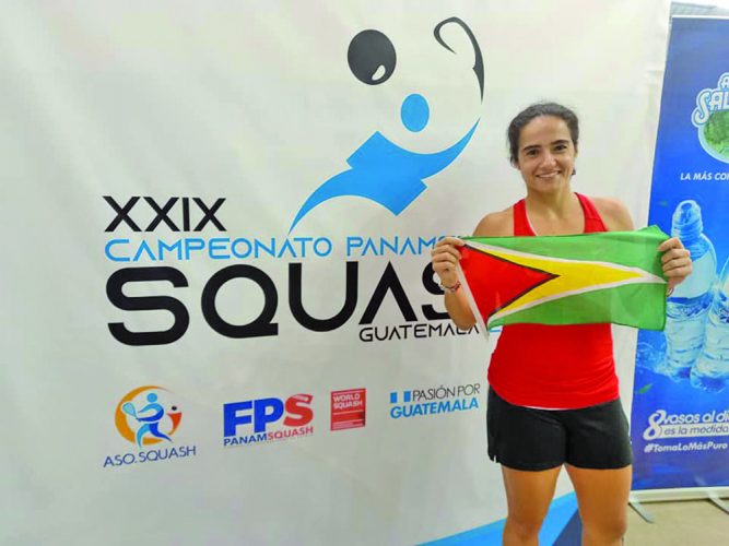 
FLASHBACK! Nicolette Fernandes proudly displaying the Guyana flag after winning the gold medal at the Pan American Games held earlier this year in Guatemala.
