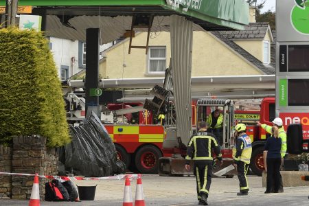 Emergency services attend the scene of a explosion, resulting in multiple deaths, at a service station in the village of Creeslough, in County Donegal, Ireland, October 8, 2022. REUTERS/Trevor McBride