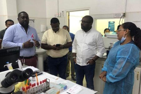 Permanent Secretary, Malcolm Watkins (second from right) with medical staff (Ministry of Health photo)