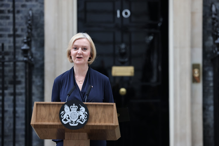 Prime Minister Liz Truss announces her resignation at Downing Street on October 20, 2022 in London, England.
Image: Rob Pinney 