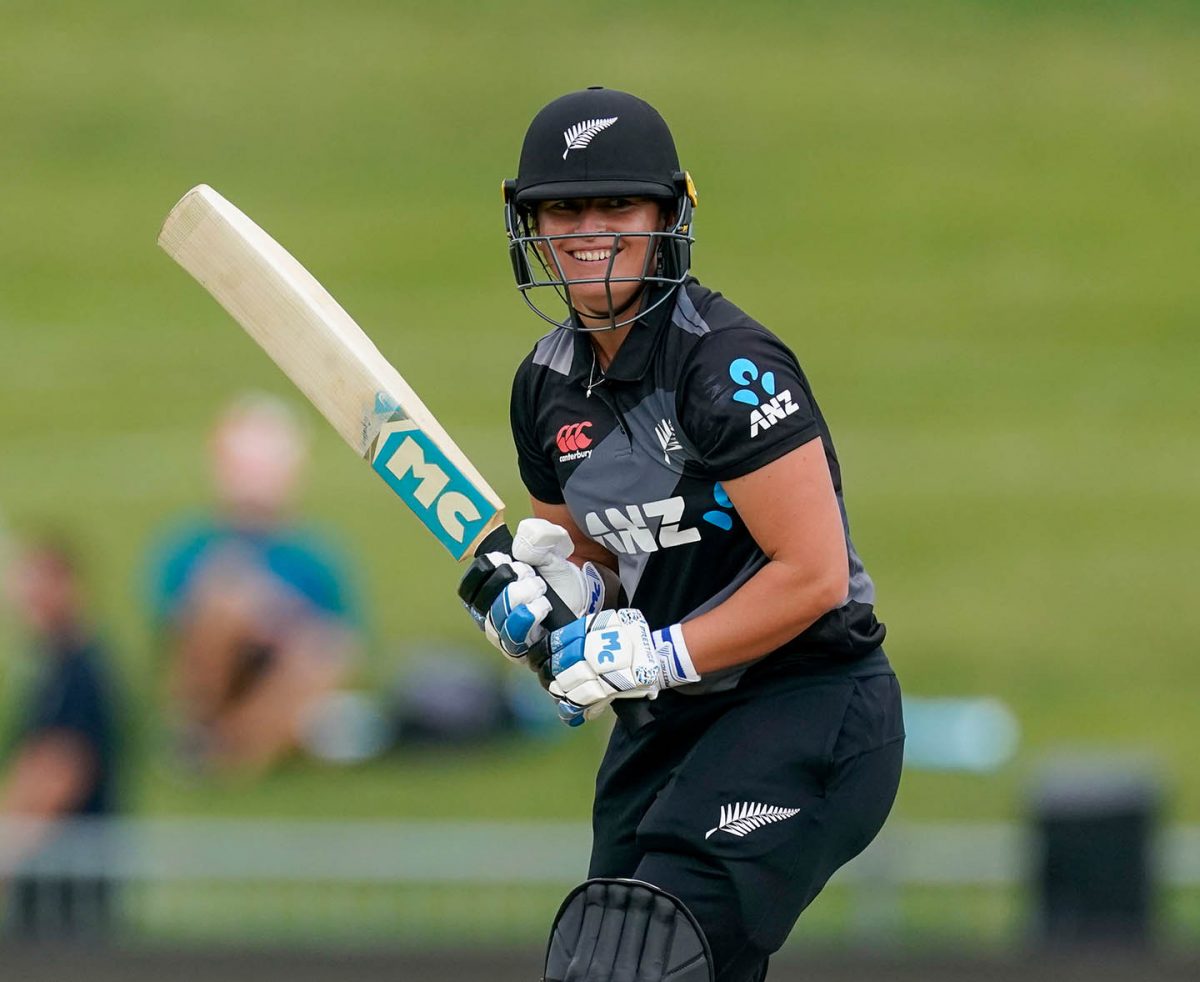 Maddy Green scored an unbeaten 49 to get New Zealand women over the line for a five wicket win against West Indies women and a 2-1 series leads. (Photo courtesy Twitter)