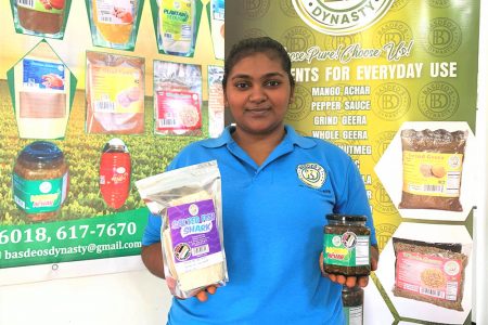 Radhika Basdeo with some of her products (GNBS photo)
