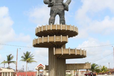 Philip Moore’s 1763 Monument (1975-1976), Bronze (Stabroek News file photo)