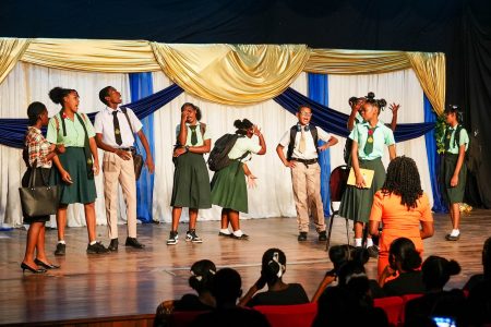 Charlestown Secondary students during a performance at the recent the Secondary Schools Choral Speaking Festival 2022. (Ministry of Education photo) 