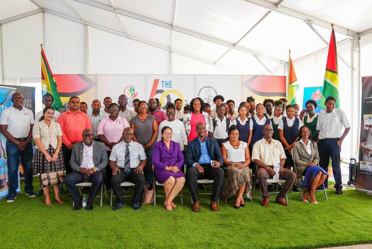 The Ministry of Education (MoE) and the Guyana Teachers Union (GTU) are both thrilled about the highly anticipated return of ‘Nationals’ following a two-year absence due to the COVID-19 pandemic.
This year will mark the 60th edition of the event and during the formal launch yesterday at the National Track and Field Centre, speakers from the Ministry and the union voiced their excitement about the spectacle which will be staged from November 27 to December 2 at various venues.
President of the Guyana Teachers’ Union, Mark Lyte, in his remarks stated that over the course of fixture, the nation’s best student-athletes and teachers from the 15 districts will compete for medals and bragging rights in swimming at the National Aquatic Centre in Liliendaal, cycling at the National Park in Georgetown, and athletics at the National Track and Field Centre in Leonora.
On Monday, November 28, the National Park and the National Aquatic Center will become hives of activities as the cyclists and swimmers will take centre stage from 09:00hrs. A day later at Leonora, track and field action will commence from 10:00hrs.
Chief Education Officer, Dr Marcel Hutson, stated that the MoE has prioritized sports development in the education system. He underscored that sports form part of the ministry’s agenda to produce well-rounded students.
“We believe that significant investments were injected by the Government of Guyana through the Ministry of Education for the development of sports in schools. So, this is a big thing on the agenda because our national strategic plan speaks clearly to the promotion of sports because what we intend to do is to build the whole man which speaks to the body, the soul, and the spirit.”
Dr Hutson further called on students to be supportive of their peers during the competition. He also commended the National Management Committee for its dedication in ensuring the event is hosted successfully.
Also delivering brief remarks was Banks DIH Communications Manager, Troy Peters. The local conglomerate has traditionally been the championships’ biggest supporter. Peters expressed appreciation for being part of the event and stated that the company remains committed to supporting the development of Guyana’s youth through education and sport.
Also present at the launch were members of the management committee, Permanent Secretary of the Ministry of Education, Alfred King; Deputy Director of Sport, Melissa Dow-Richardson; along with students and teachers from schools in Region Three. 
