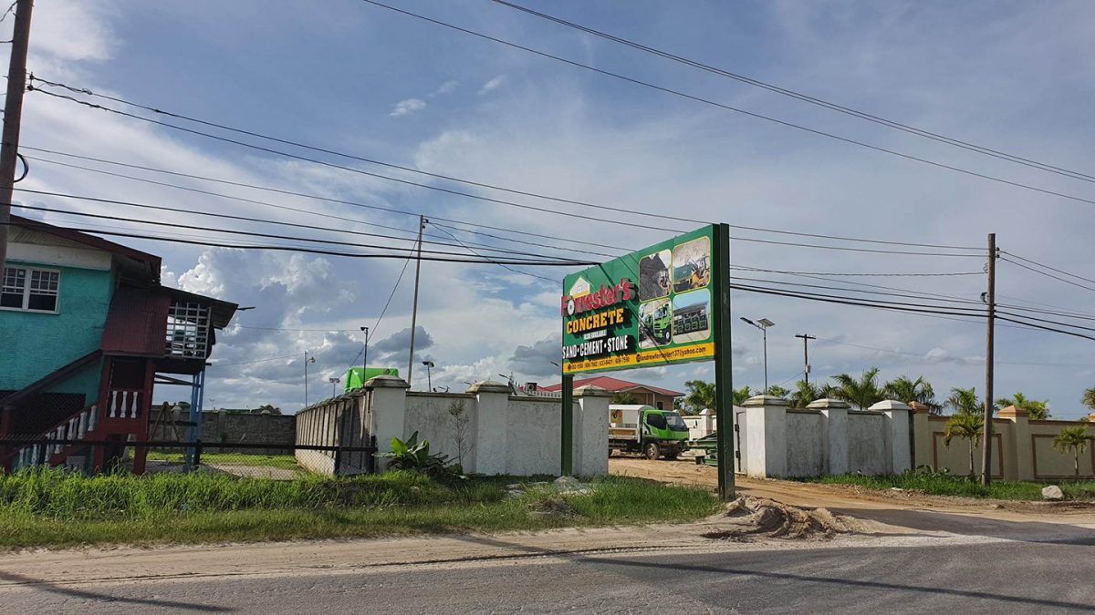 Forrester’s Concrete location at Friendship, on the East Bank of Demerara 