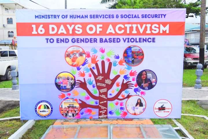 The banner that was placed along Camp Street for the launching of the 16 days of Activism against Gender-Based Violence
