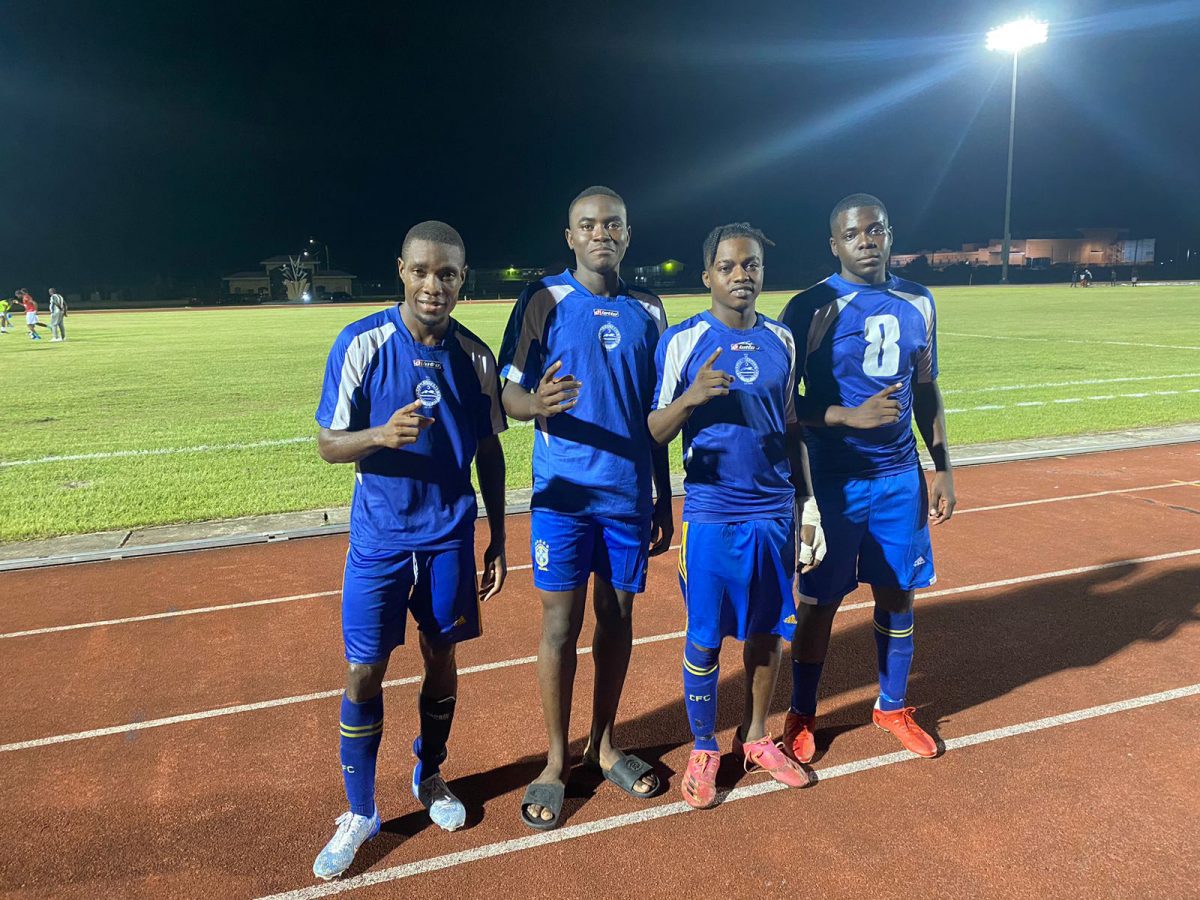 Pouderoyen scorers (from left) Dexroy Adams, Kenaz Stephens, Devin Gaskin and EJ Mars
