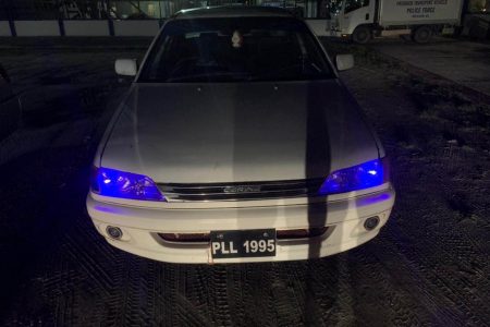 One of the vehicles with blue lights (Police photo)