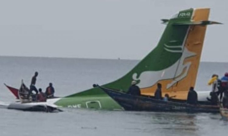 A domestic passenger plane plunged into Lake Victoria in Tanzania early on Sunday. — Photo courtesy: Nation Africa