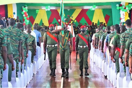 Tuesday marked 57 years since the Guyana Defence Force (GDF) was established, a mere six months before the country’s Independence. To commemorate the day, the traditional thanksgiving service was held in the Auditorium, Base Camp Ayanganna. (GDF photo)
