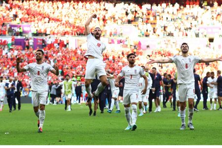  Iran players celebrate after the match REUTERS/Hannah Mckay
