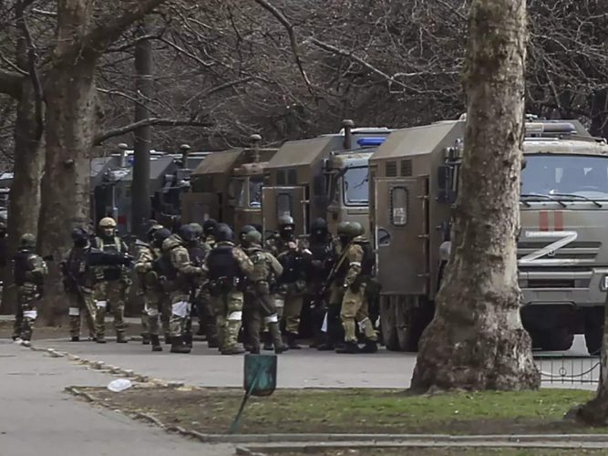 Russian soldiers during their occupation of Kherson