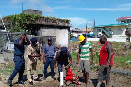  The New Amsterdam Fire Station in collaboration with the Mayor and Town Council of Rose Hall, the Regional Democratic Council Reg #6, the Central Corentyne Chambers and GWI are currently installing fire hydrants in the Region.  This Guyana Fire and Rescue Service photo shows work ongoing at one of the sites.
