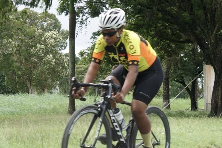 Clivicia Spencer’s individual heroics on the saddle propelled District 10 (Upper Demerara/Kwakwani) to ride away with the team honours of the cycling segment of this year’s National Cycling, Swimming and Track and Field Championships. (Emmerson Campbell photo)
