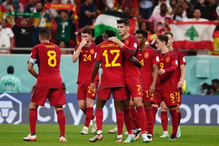  Al Thumama Stadium, Doha, Qatar -  Spain reached 100 World Cup goals during their 7-0 rout of Costa Rica yesterday. (Photo Courtesy Twitter)
