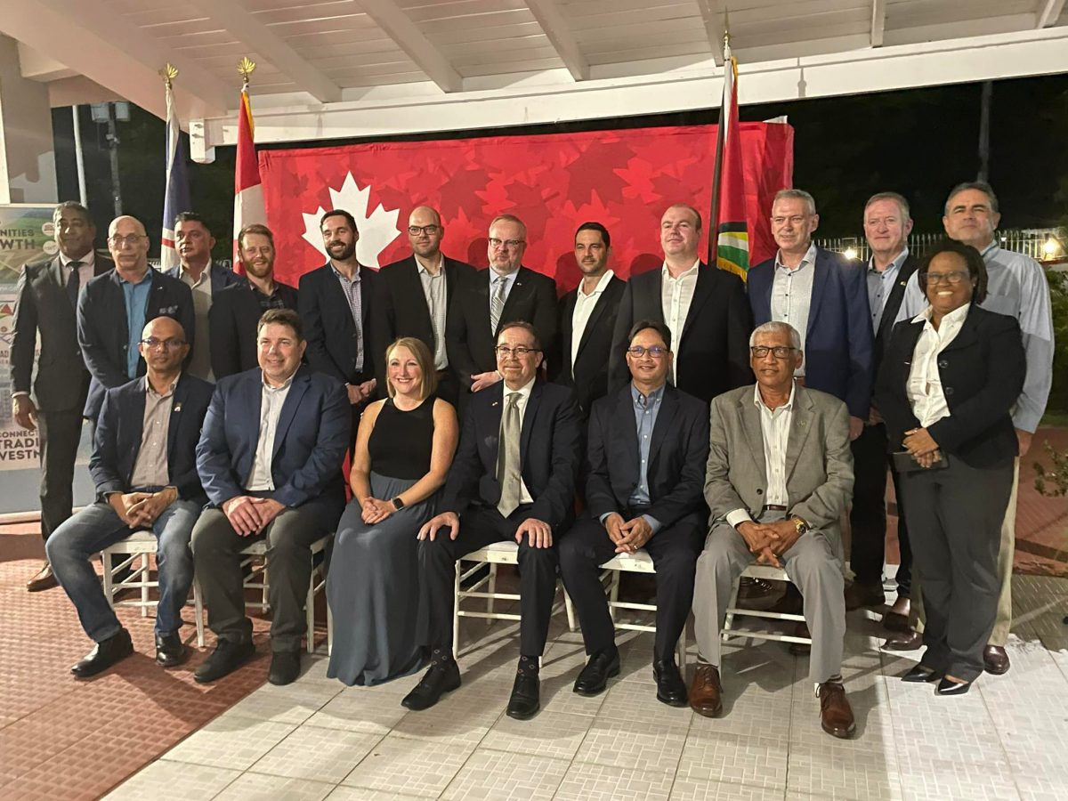 The visiting trade delegation with High Commissioner Mark Berman (seated third from right) and executives from the Canada Guyana Chamber of Commerce