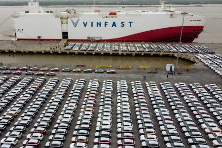 Vinfast EV cars are seen during a car shipment to the U.S. in Haiphong city, Vietnam, November 25, 2022. REUTERS/Nguyen Ha Minh