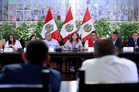 Peru’s President Dina Boluarte attends a meeting with mayors and governors at the Government Palace, in Lima, Peru December 17, 2022. (Photo: Peru Presidency/Handout via REUTERS)
