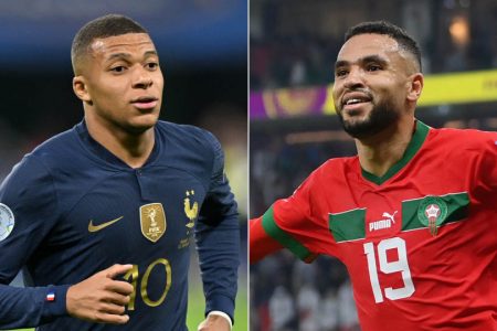 Golden Ball contender Kylian Mbappe (left) and France will come up against dark horses Morocco and quarterfinal hero Youssef En-Nesyri in the 2022 FIFA World Cup semifinal