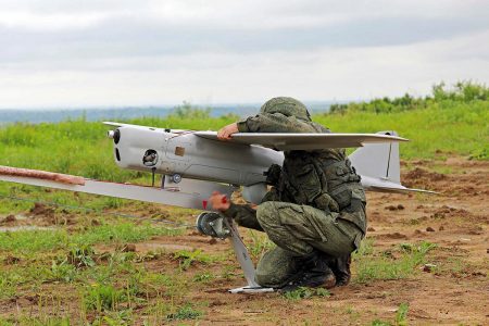 An undated handout image of a Orlan 10 unmanned aerial vehicle (UAV) published by the Russian Defence Ministry. Russian Defence Ministry/Handout via REUTERS