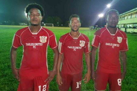 Christianburg scorers from left Omar Brewley,
Deon Charter and Akeal McLennon
