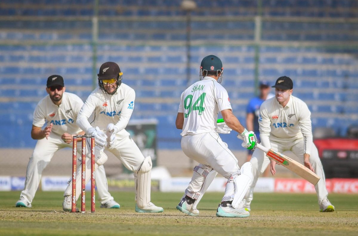 Tom Blundell became the first New Zealand wicketkeeper to claim three stumpings in a test, dismissing Imam-ul-Haq, twice and Shan Masood off the bowling of Ajaz Patel, Michael Bracewell and Ish Sodhi.