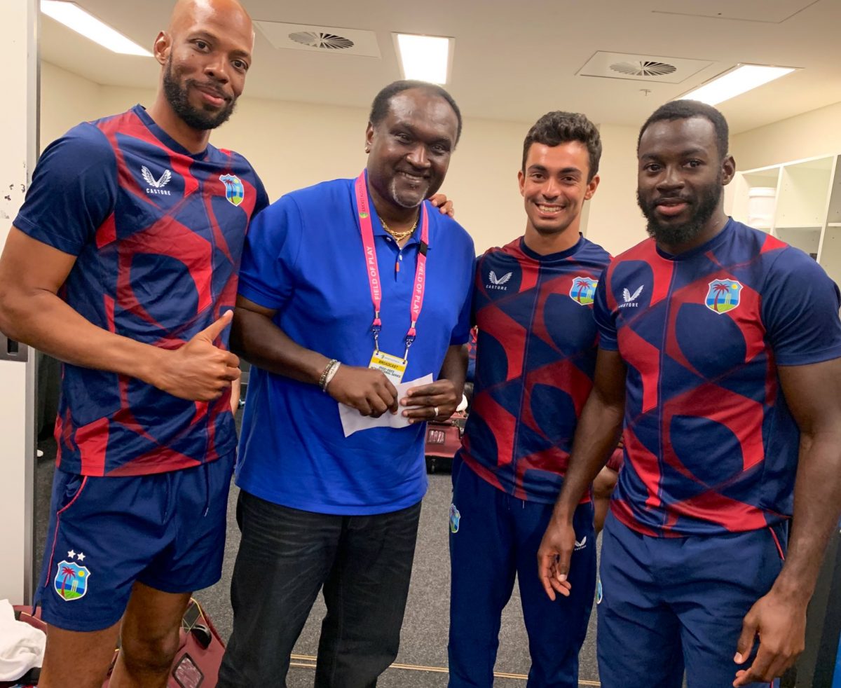 Former West Indies Test captain Carl Hooper with some members of the West Indies team.
