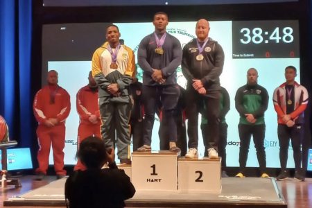 Yesterday, Carlos Petterson-Grifith put his ‘raw’ strength on display and ‘chalked up’ yet another top of the podium, record breaking performance at the ongoing Commonwealth Powerlifting Championships in Auckland, New Zealand.