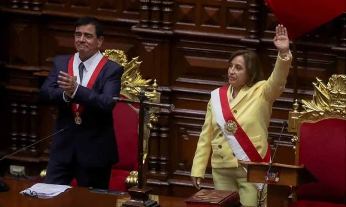 Peru’s Vice President Dina Boluarte, who was called on by Congress to take the office of president after the legislature approved the removal of President Pedro Castillo in an impeachment trial, attends her swearing-in ceremony in Lima, Peru December 7, 2022. REUTERS/Sebastian Castaneda