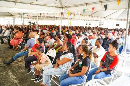 A section of the gathering during the launch of the part-time jobs initiative at the Diamond Secondary School (DPI photo)
