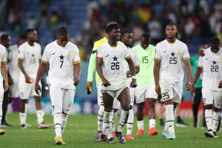 Ghana players look dejected after being eliminated from the World Cup REUTERS/Amr Abdallah Dalsh
