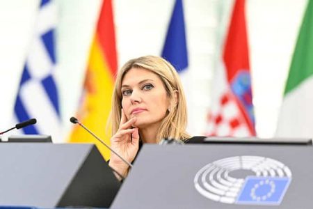 European Parliament vice president, Greek socialist Eva Kaili, is seen at the European Parliament in Strasbourg, France November 22, 2022.  European Union 2022 - Source : EP/­Handout via REUTERS  