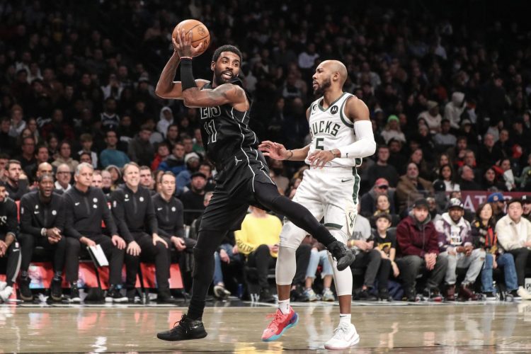 Kyrie Irving during the second half of the Brooklyn Nets encounter against the Milwaukee Bucks Friday night. Photo courtesy USA Today.