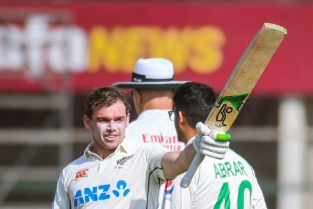 Tom Latham scored his 13th Test century yesterday, the most by a New Zealand opener. (Photo courtesy Twitter)